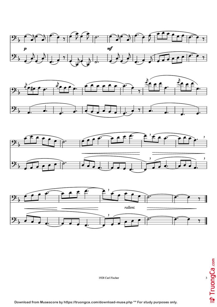 Page 3 of the piano sheet music PDF Piano – Rochut Duet No. 11 Piano by Bordogni/Rochut/Foster