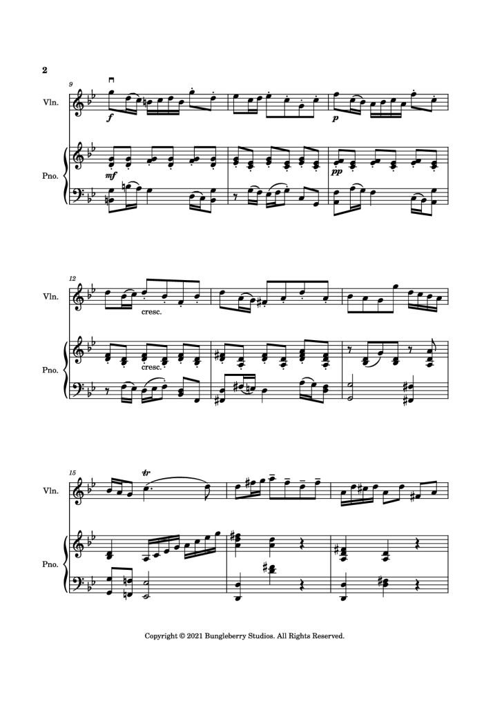 Page 2 of the piano sheet music PDF Piano – Courante from Sonata in G Minor Piano by Henry Eccles