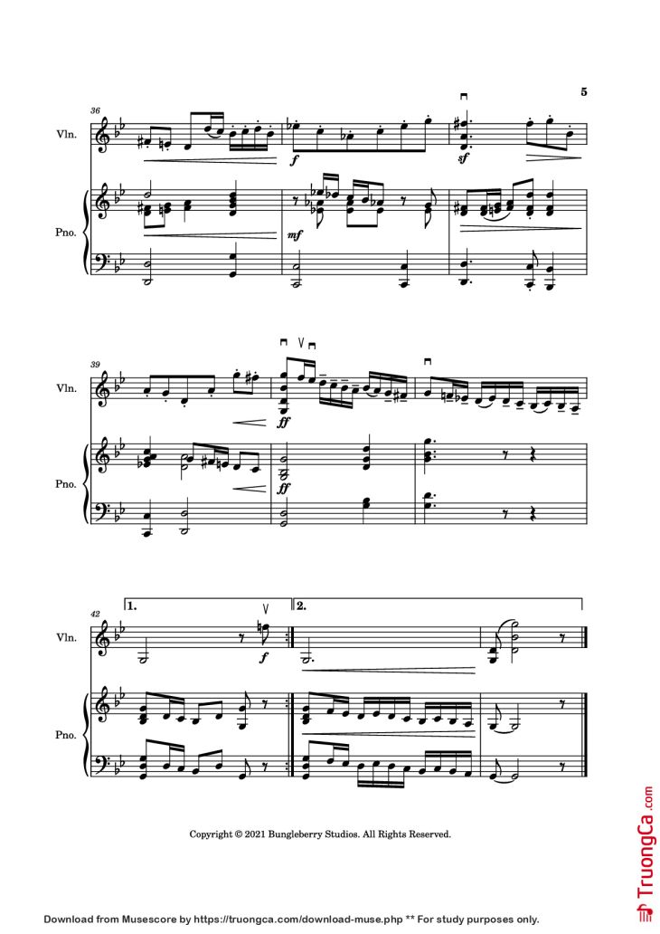Page 5 of the piano sheet music PDF Piano – Courante from Sonata in G Minor Piano by Henry Eccles