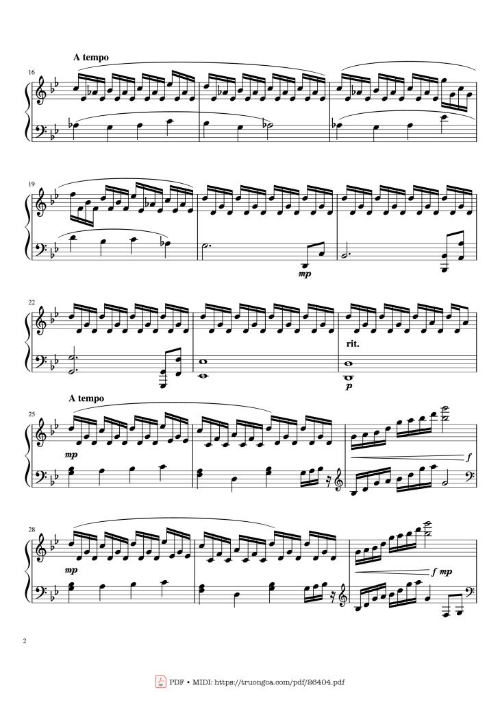 Page 2 of the piano sheet music PDF Piano – Beauty and The Beast Prologue Piano by Composed by Alan Menkin
