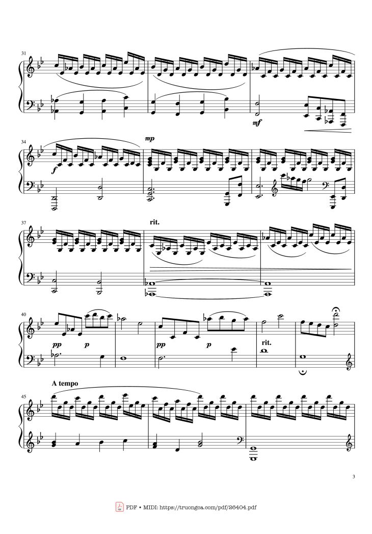 Page 3 of the piano sheet music PDF Piano – Beauty and The Beast Prologue Piano by Composed by Alan Menkin