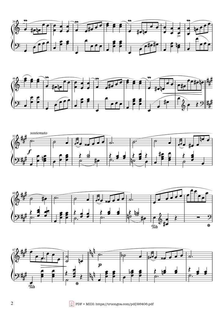Page 2 of the piano sheet music PDF – Waltz in A Minor, Opus 34 No 2 by Frédéric François Chopin