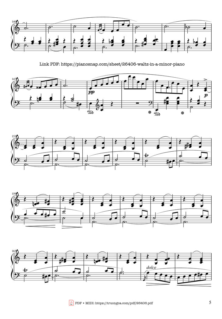 Page 5 of the piano sheet music PDF – Waltz in A Minor, Opus 34 No 2 by Frédéric François Chopin