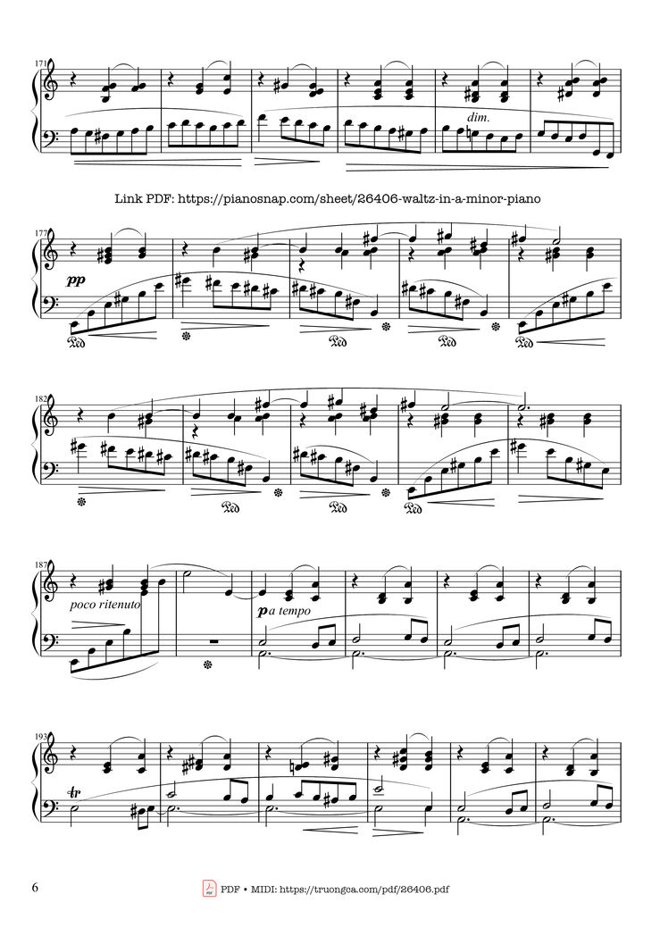 Page 6 of the piano sheet music PDF – Waltz in A Minor, Opus 34 No 2 by Frédéric François Chopin