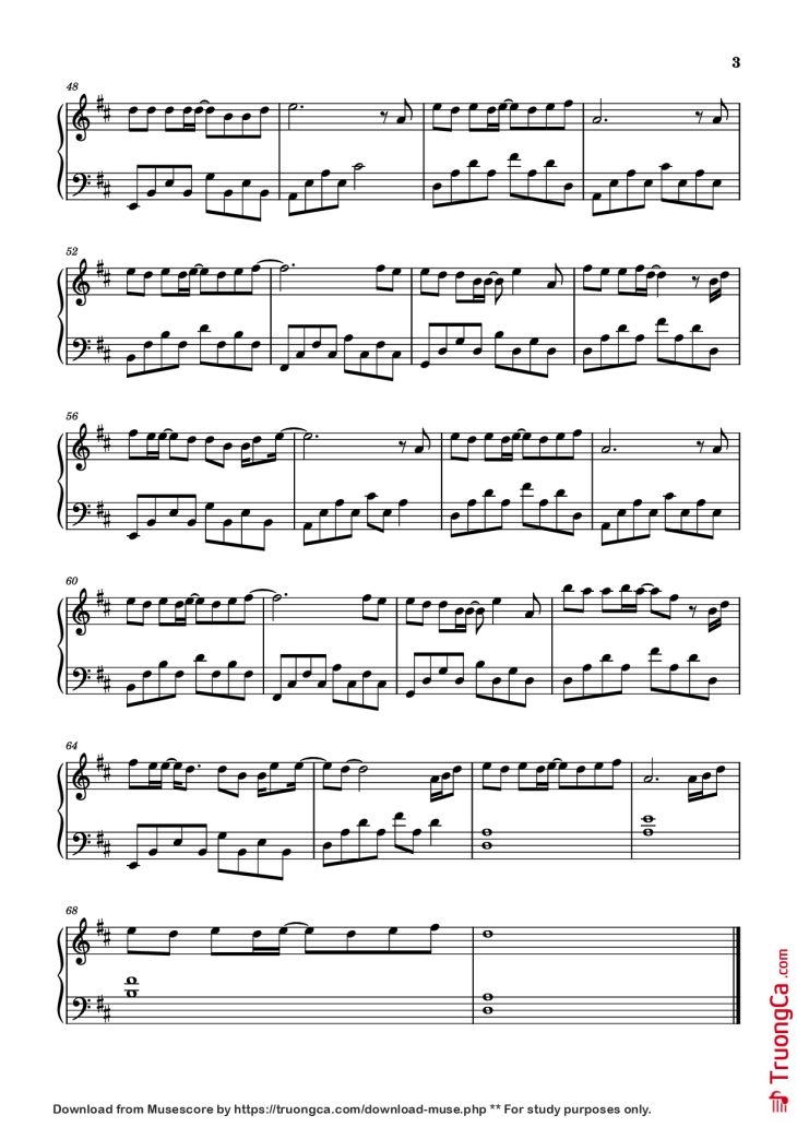 Page 3 of the piano sheet music PDF Piano – 我终于等到你 Piano by 演唱/作词：任夏