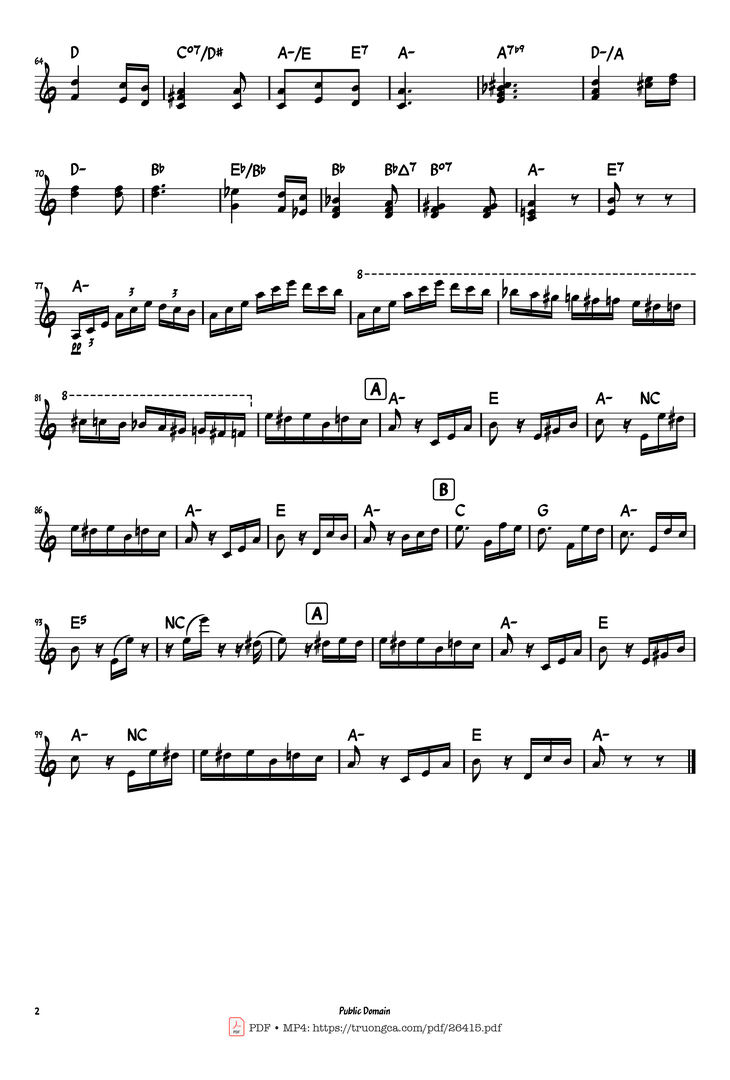 Page 2 of the piano sheet music PDF Piano – Für Elise (Lead sheet) by Ludwig van Beethoven