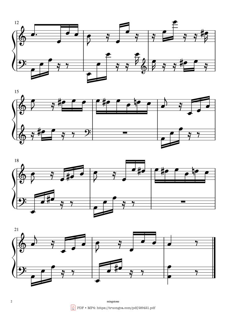 Page 2 of the piano sheet music PDF Piano – Für Elise (Easy) by L.v.Beethoven