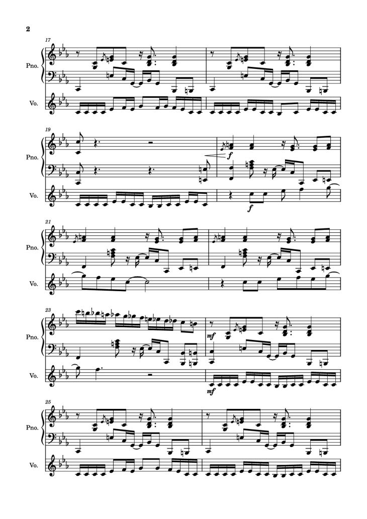 Page 2 of the piano sheet music PDF Piano – 2012 Piano by Will Wood arr. Celandine