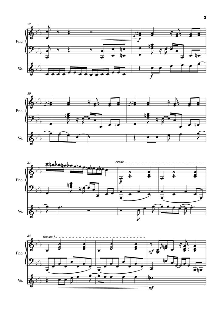 Page 3 of the piano sheet music PDF Piano – 2012 Piano by Will Wood arr. Celandine