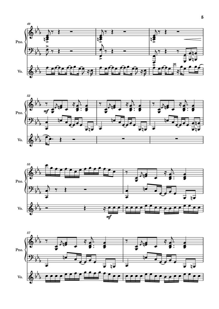 Page 5 of the piano sheet music PDF Piano – 2012 Piano by Will Wood arr. Celandine
