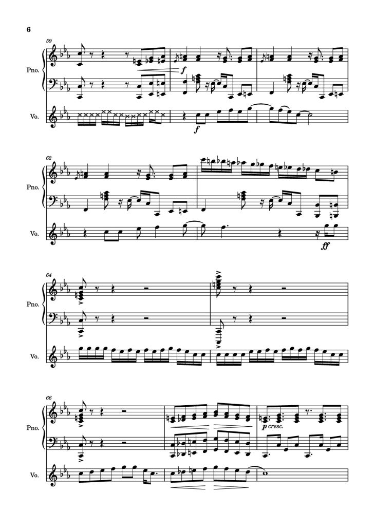 Page 6 of the piano sheet music PDF Piano – 2012 Piano by Will Wood arr. Celandine