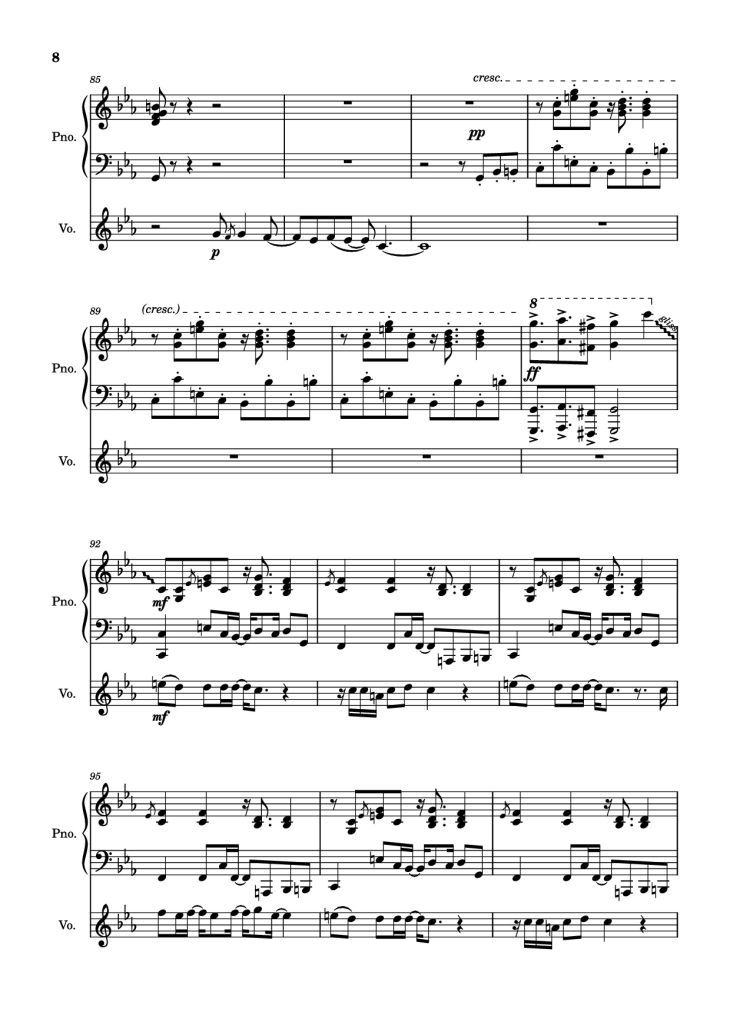 Page 8 of the piano sheet music PDF Piano – 2012 Piano by Will Wood arr. Celandine