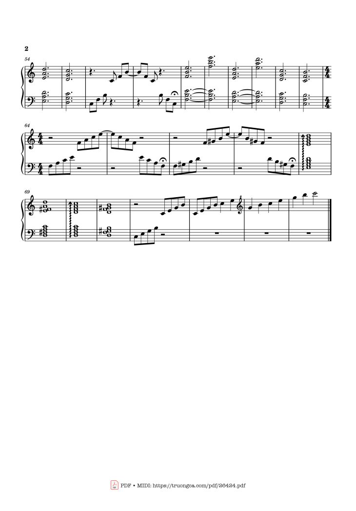 Page 2 of the piano sheet music PDF Piano – Ballads at Sunset Piano by Transcribed by Piamen