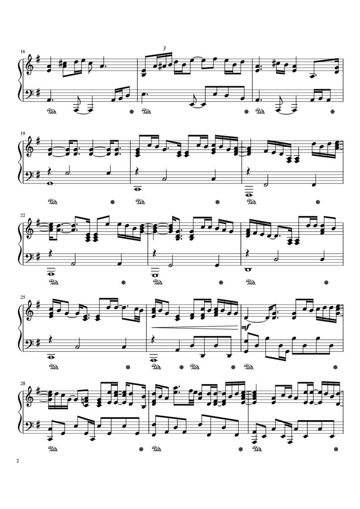 Page 2 of the piano sheet music PDF – WISH YOU WERE HERE Piano by Written by David Gilmour and Roger Waters