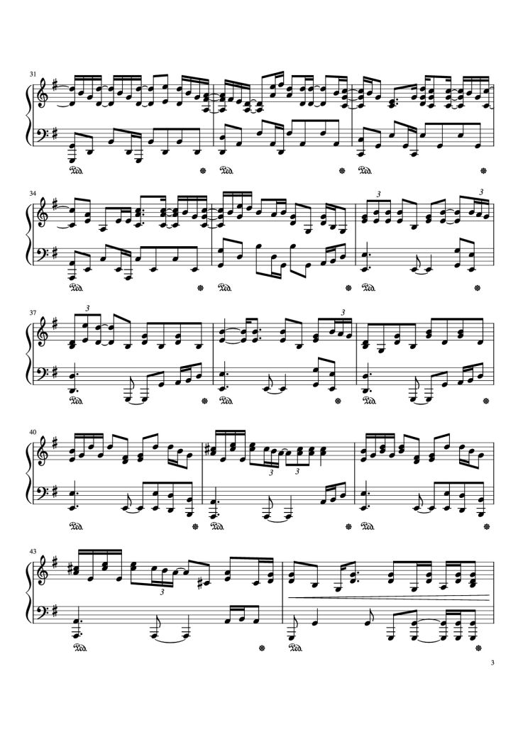 Page 3 of the piano sheet music PDF – WISH YOU WERE HERE Piano by Written by David Gilmour and Roger Waters