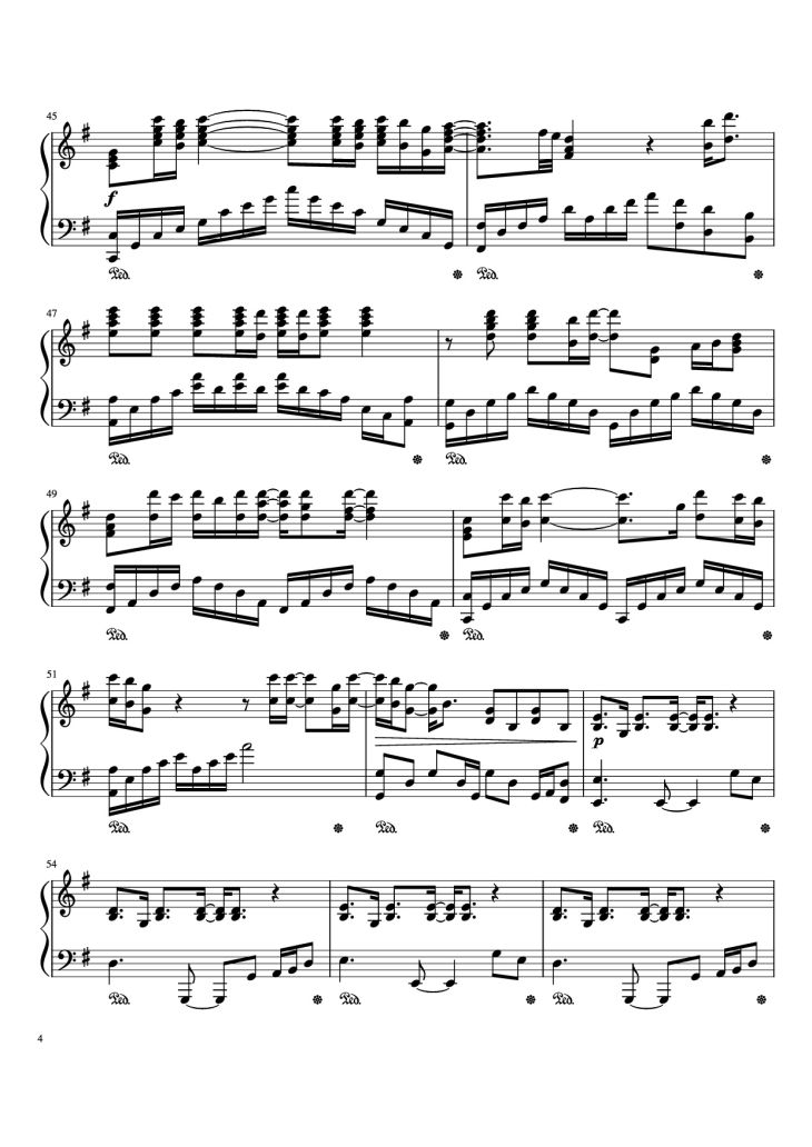 Page 4 of the piano sheet music PDF – WISH YOU WERE HERE Piano by Written by David Gilmour and Roger Waters