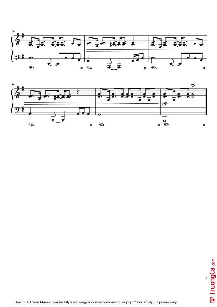 Page 5 of the piano sheet music PDF – WISH YOU WERE HERE Piano by Written by David Gilmour and Roger Waters