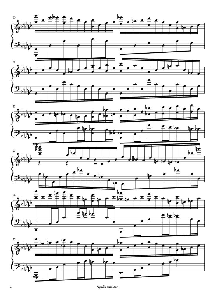 Page 4 of the piano sheet music PDF Piano – Le Cygne (The Swan) Saint-Saëns-Godowsky Piano by Nguyễn Tuấn Anh