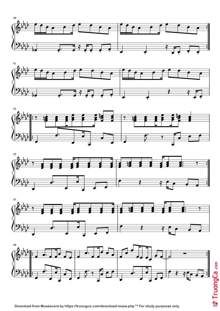 Page 3 of the piano sheet music PDF Piano – Axel F Piano by Harold Faltermeyer