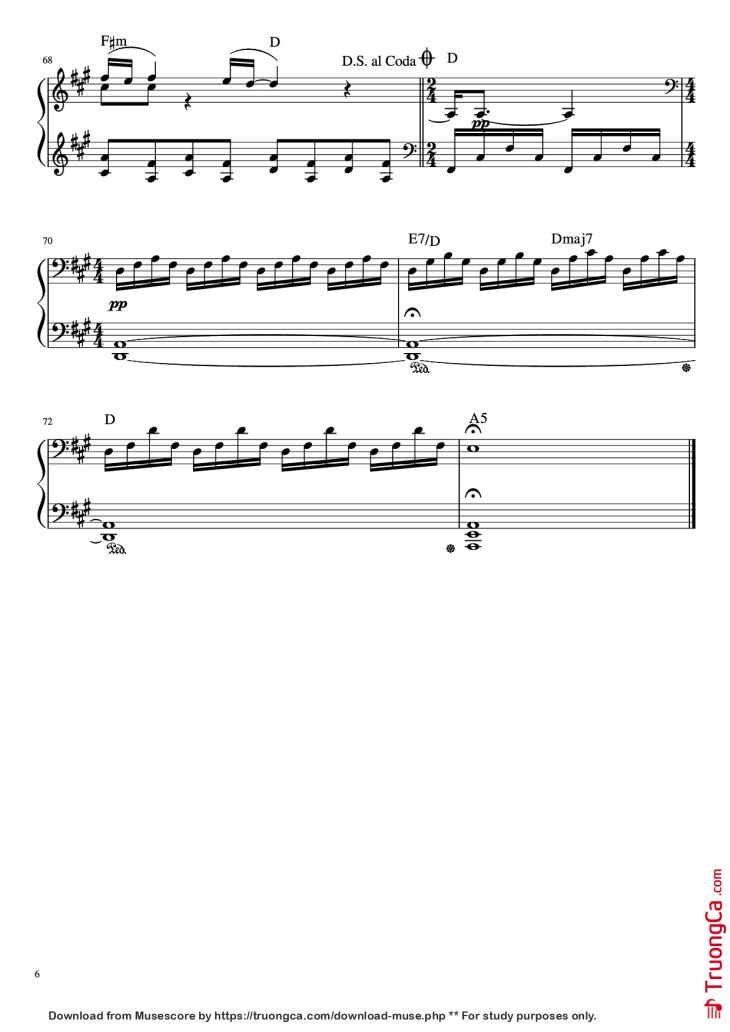 Page 6 of the piano sheet music PDF Piano – Someone Like You Piano by Words and Music by Adele Adrins and Dan Wilson
