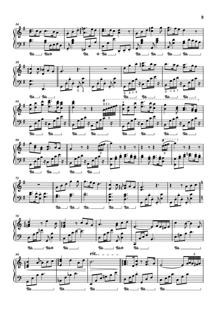 Page 3 of the piano sheet music PDF Piano – A SEASIDE TOWN Piano by Kiki
