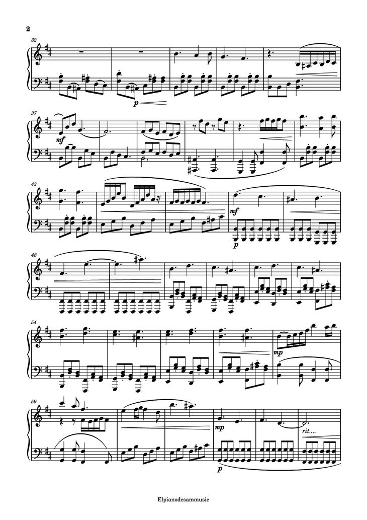 Page 2 of the piano sheet music PDF Piano – Oakvale Theme Piano by Russell Shaw