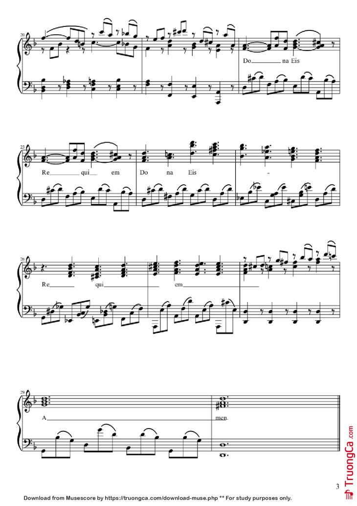 Page 3 of the piano sheet music PDF Piano – Lacrimosa Piano by Wolfgang Amadeus Mozart (1756-1791