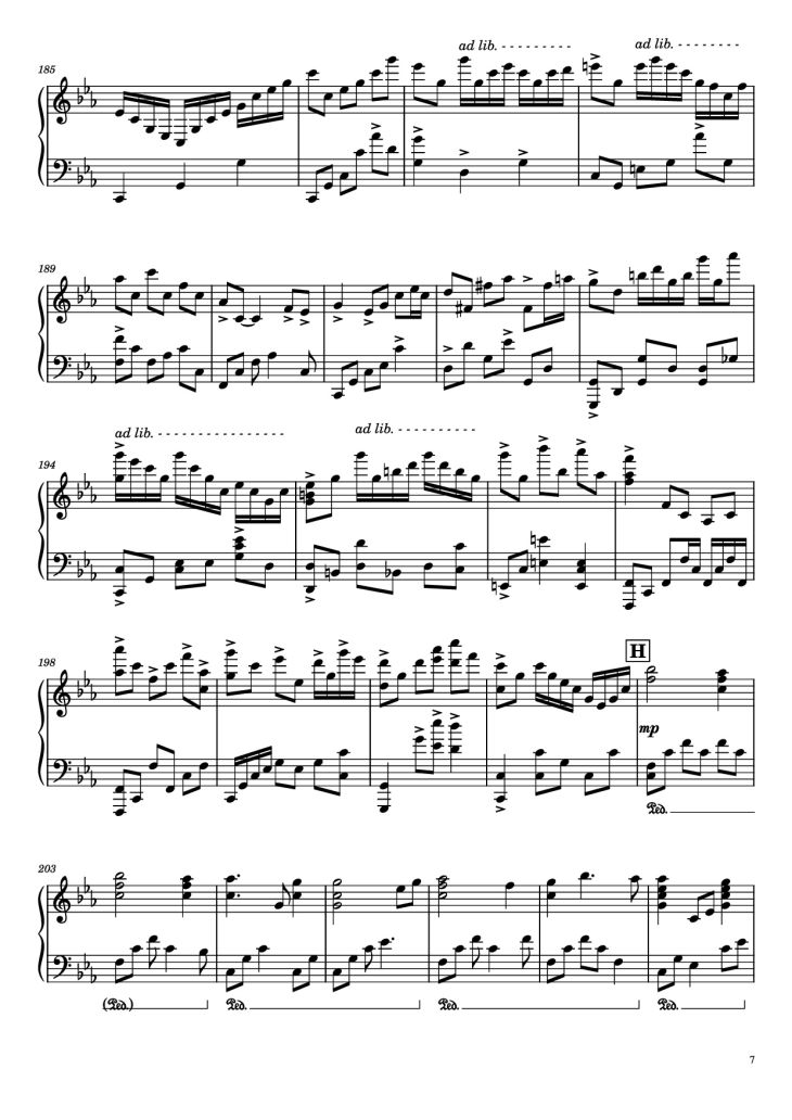 Page 7 of the piano sheet music PDF – Once Upon a December Piano by Music by S. Flaherty & D. Newman