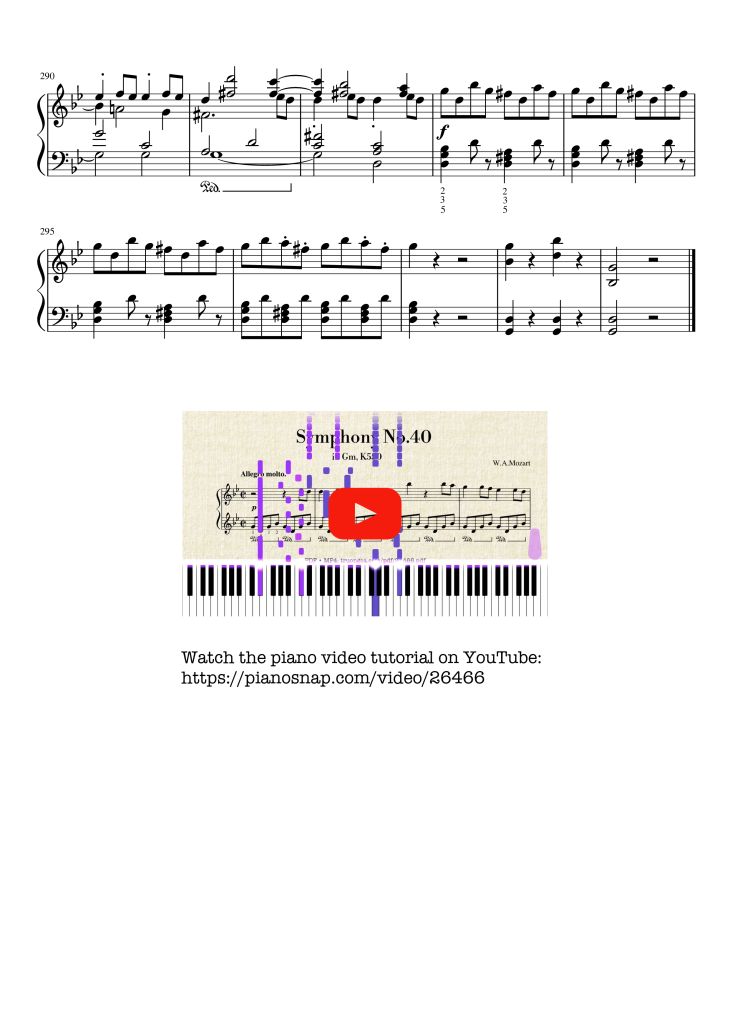 Page 13 of the piano sheet music PDF Piano – Symphony No.40 in Gm, K550 Piano by W.A.Mozart