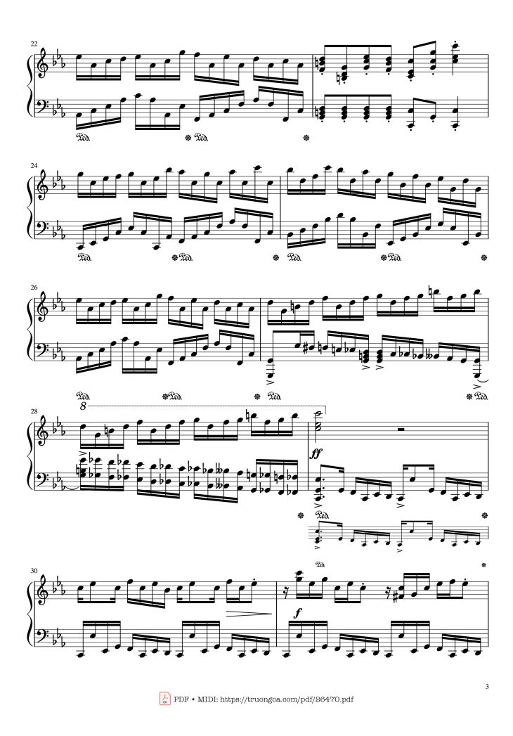 Page 3 of the piano sheet music PDF Piano – Croatian Etude Piano by Maksim Mrvica