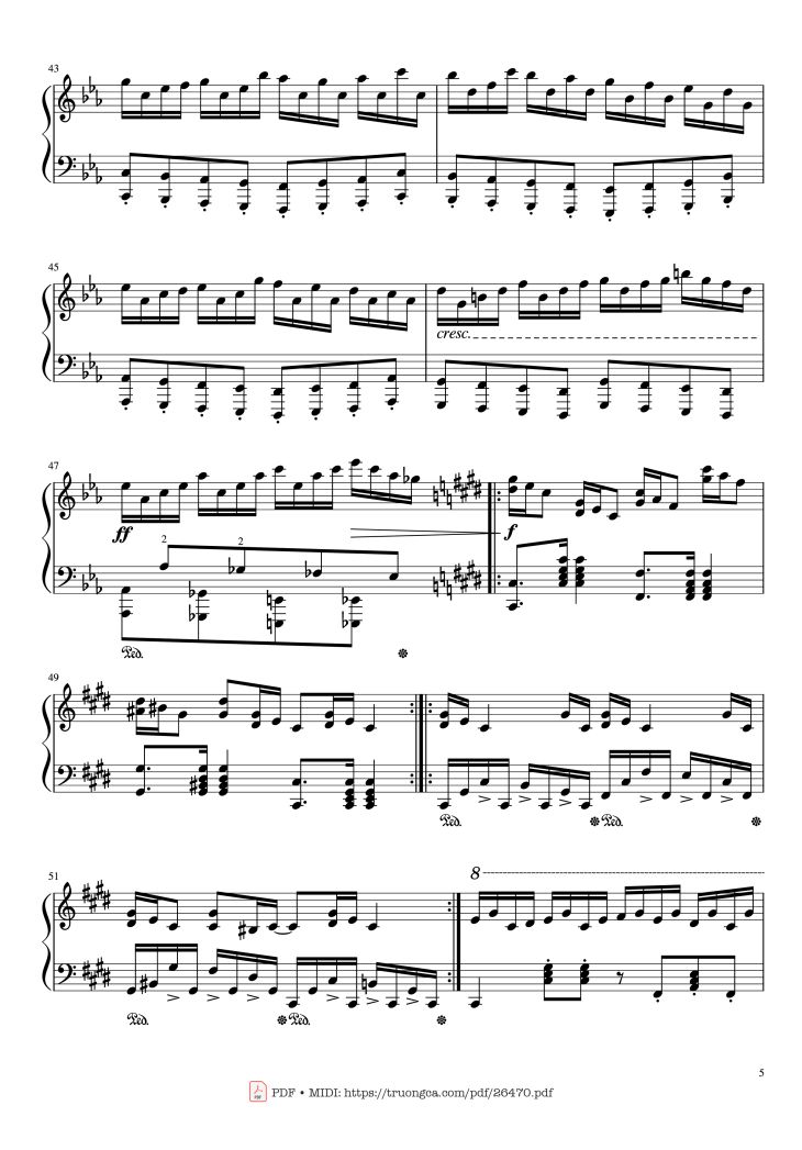 Page 5 of the piano sheet music PDF Piano – Croatian Etude Piano by Maksim Mrvica