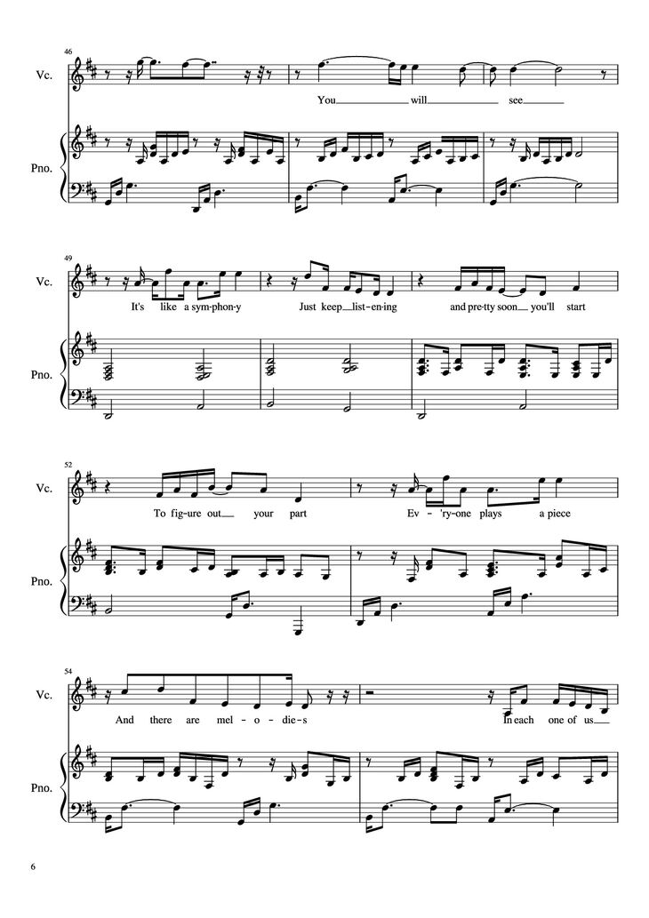 Page 6 of the piano sheet music PDF Piano – Glorious Piano by David Archuleta