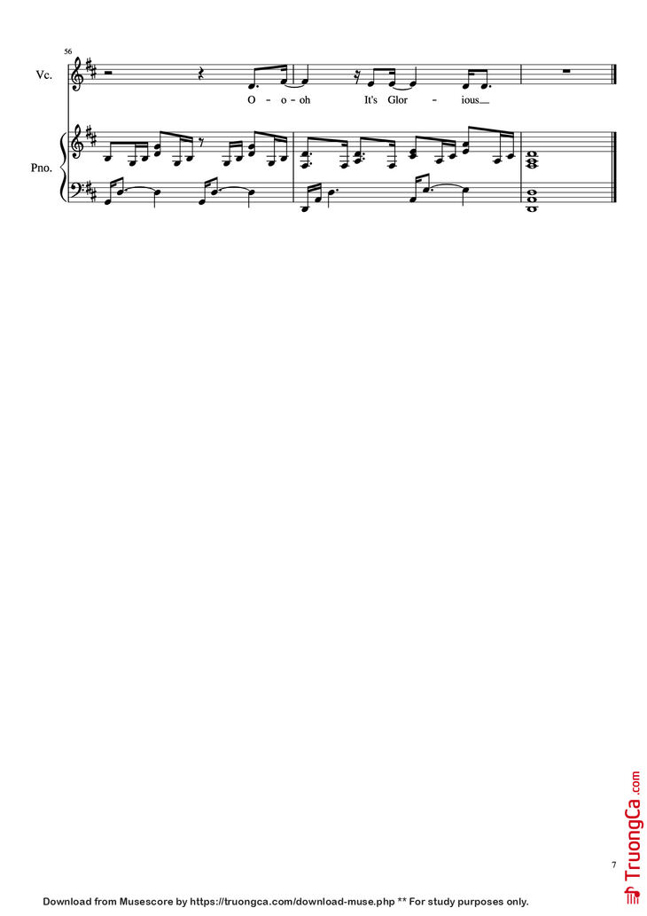 Page 7 of the piano sheet music PDF Piano – Glorious Piano by David Archuleta