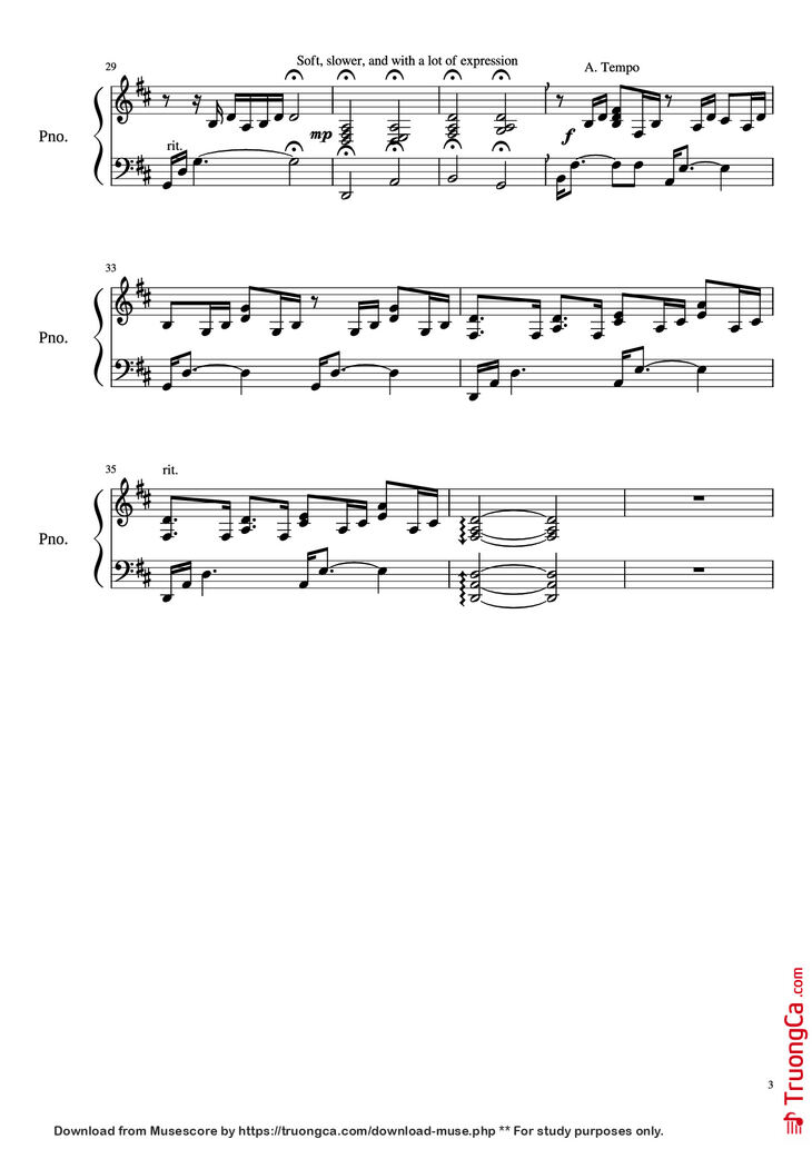 Page 3 of the piano sheet music PDF Piano – Glorious Piano by Stephanie Mabey / David Archuleta Arr. Michael Jarvis