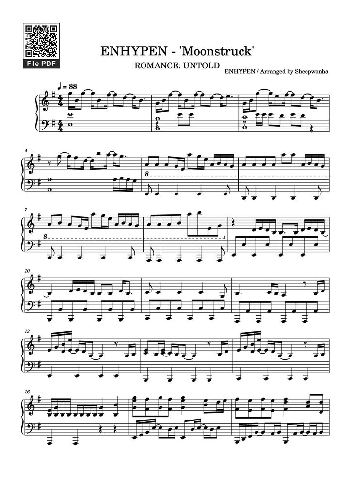 Page 1 of the piano sheet music PDF Piano – ENHYPEN - 