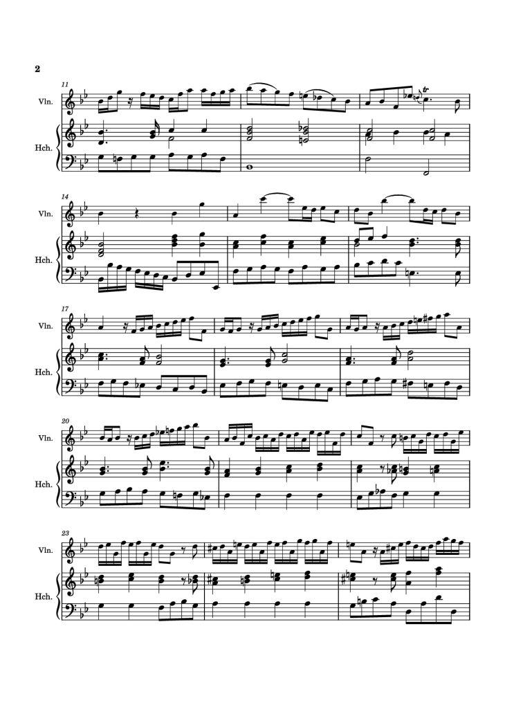 Page 2 of the piano sheet music PDF – Allegro Violin by Antonio Vivaldi