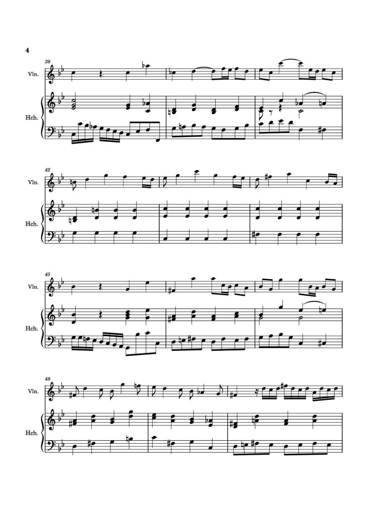 Page 4 of the piano sheet music PDF – Allegro Violin by Antonio Vivaldi