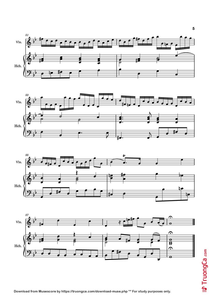 Page 5 of the piano sheet music PDF – Allegro Violin by Antonio Vivaldi
