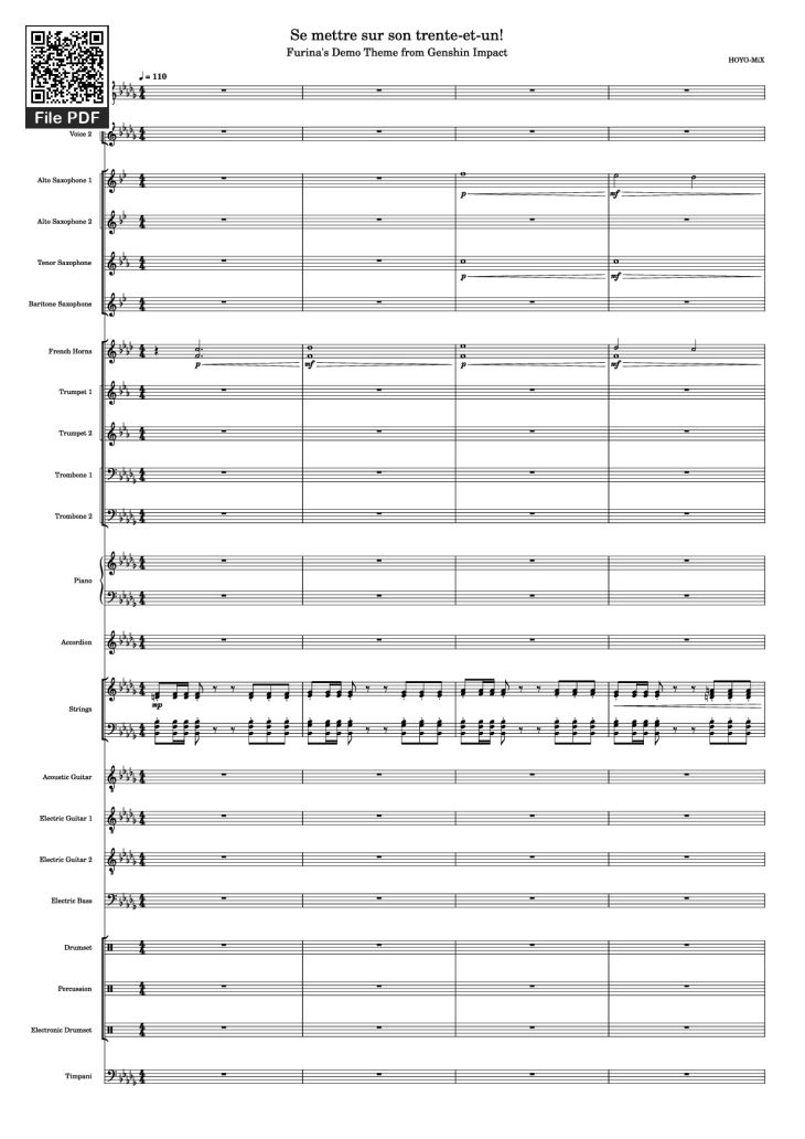 Page 1 of the piano sheet music PDF – Se mettre sur son trente-et-un! Piano by HOYO-MiX