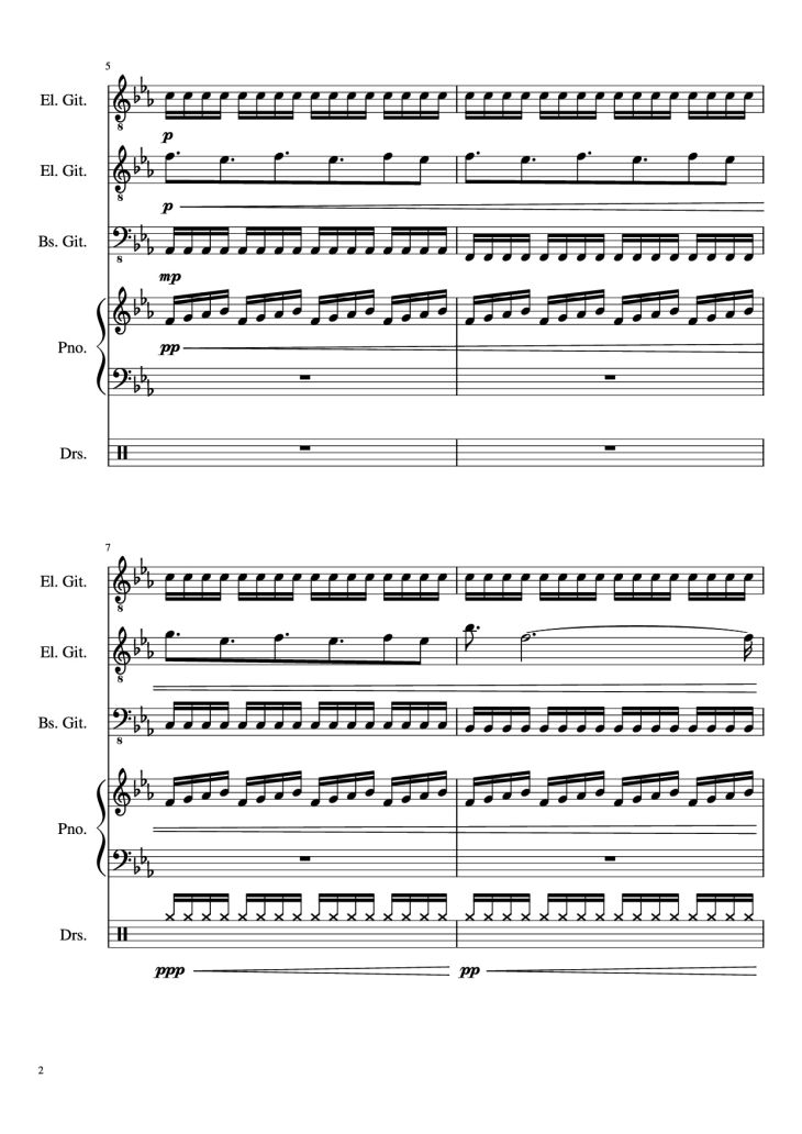 Page 2 of the piano sheet music PDF – Dark Necessities Piano by JaronTu