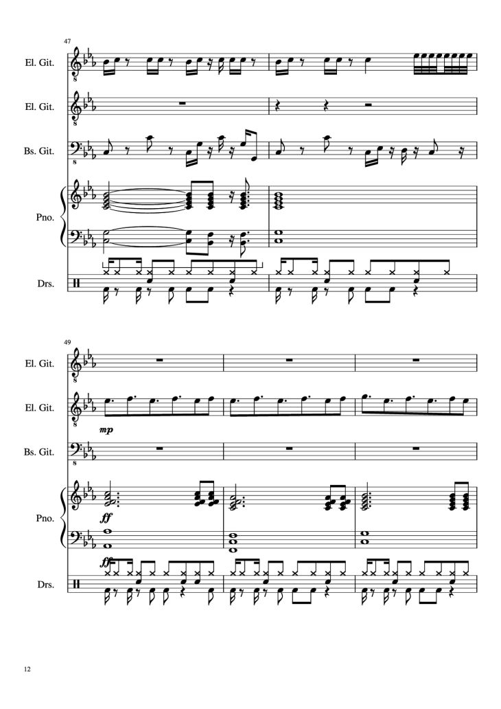 Page 12 of the piano sheet music PDF – Dark Necessities Piano by JaronTu