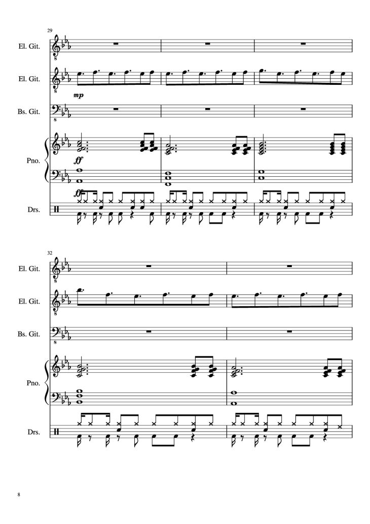 Page 8 of the piano sheet music PDF – Dark Necessities Piano by JaronTu