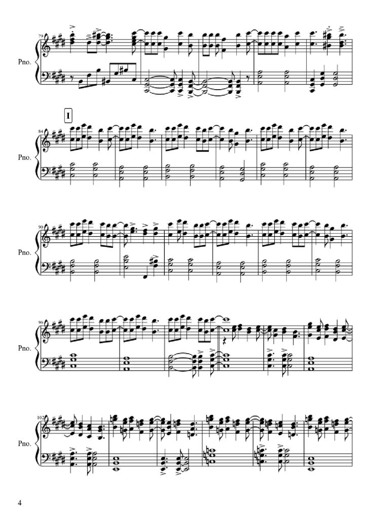 Page 4 of the piano sheet music PDF Piano – Attack On Titan Theme Piano by Undefined