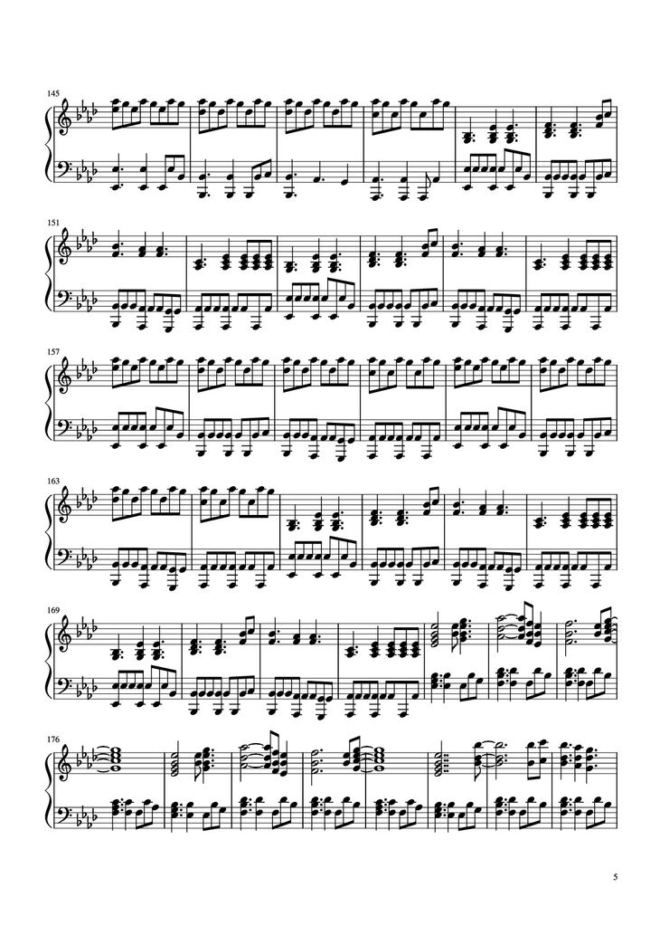 Page 5 of the piano sheet music PDF Piano – Clocks Cold Play Transcription by Anthenius Music & Lyrics by Cold Play Piano by Undefined