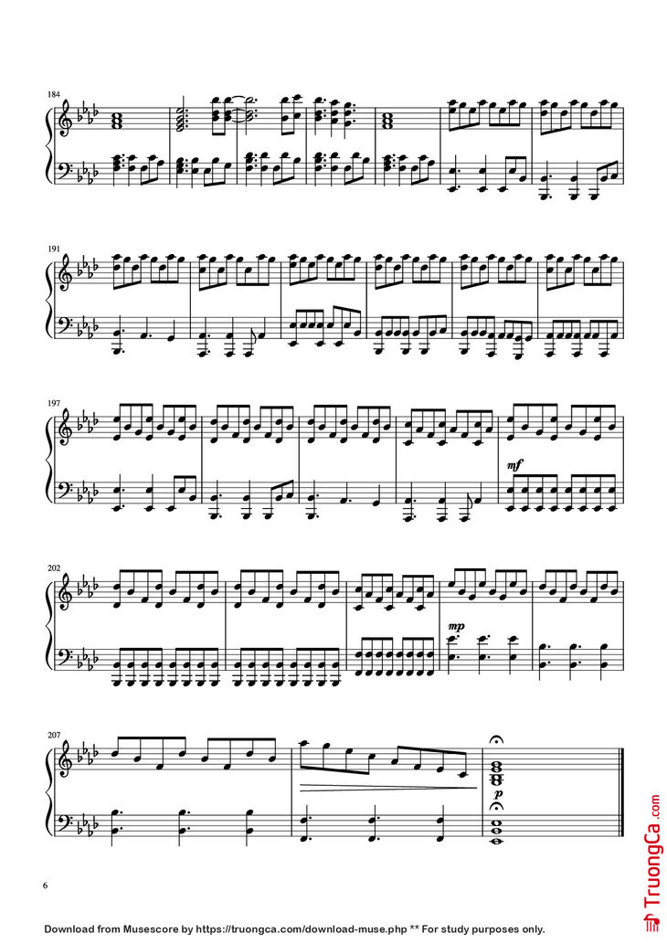 Page 6 of the piano sheet music PDF Piano – Clocks Cold Play Transcription by Anthenius Music & Lyrics by Cold Play Piano by Undefined