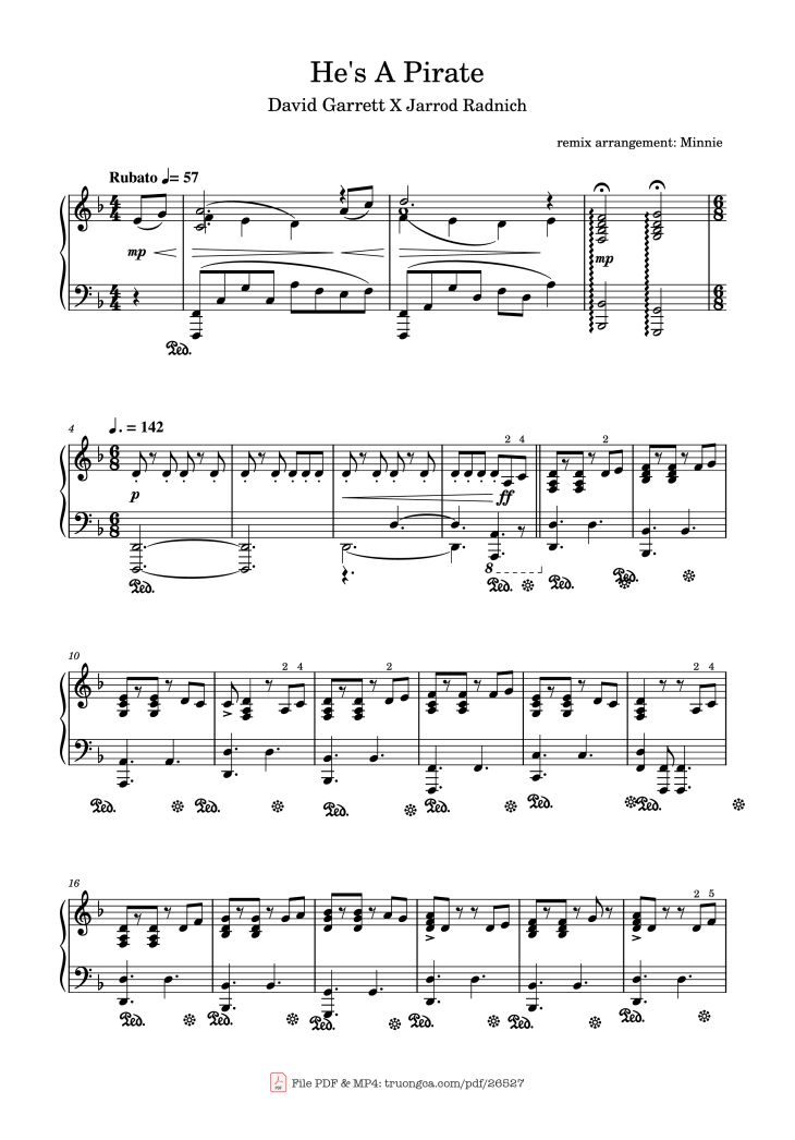 Page 1 of the piano sheet music PDF Piano – He