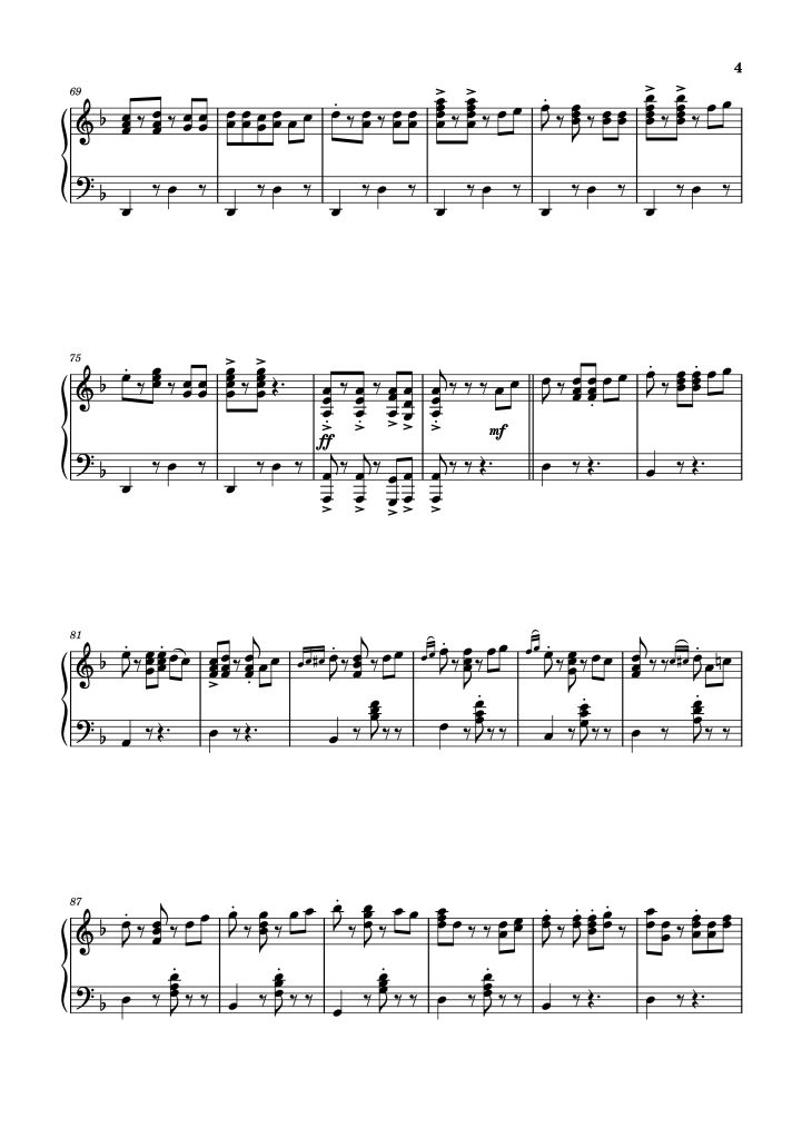 Page 4 of the piano sheet music PDF Piano – He