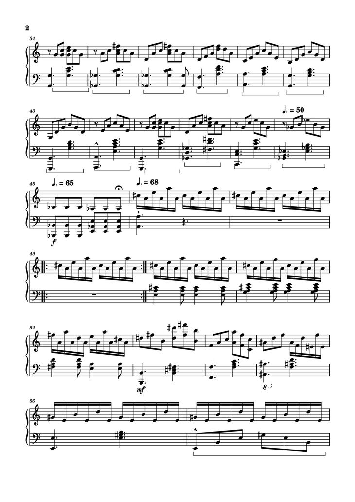 Page 2 of the piano sheet music PDF Piano – Fate of the Stars Piano by Undefined