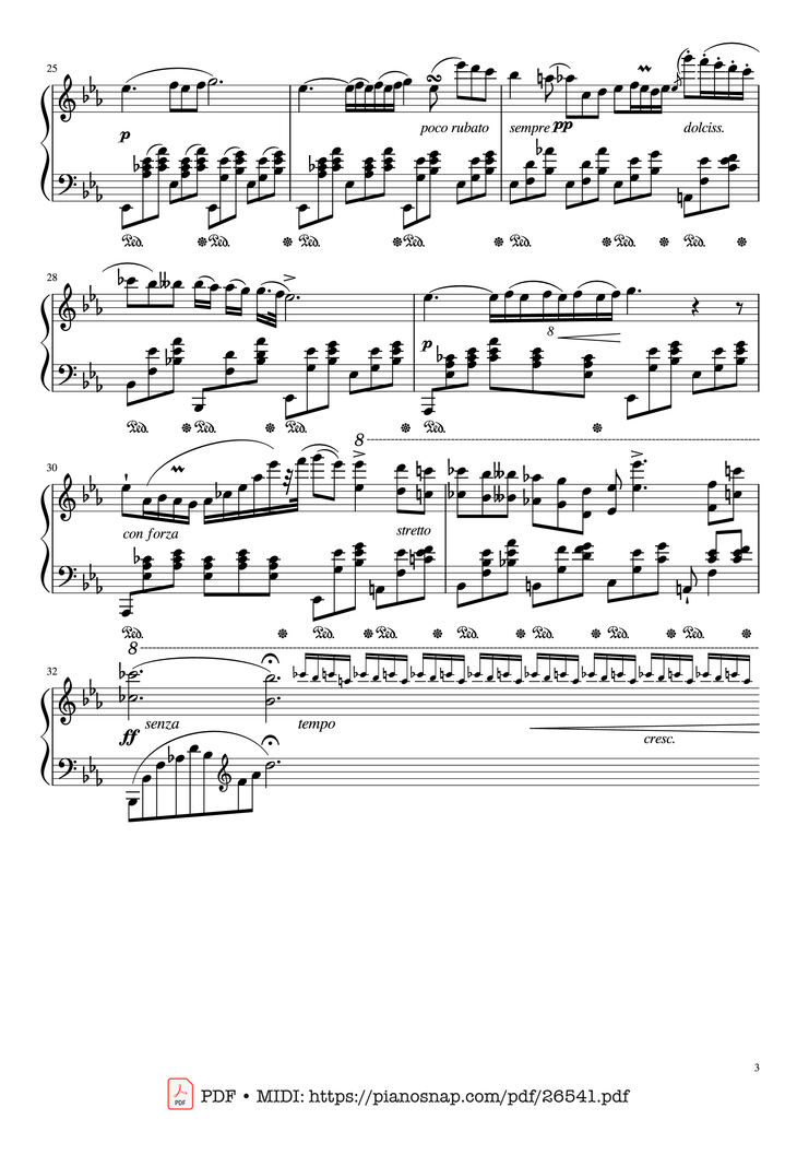 Page 3 of the piano sheet music PDF – Nocturne in E♭ Major, Op.9 No.2 by Frederic Francois Chopin