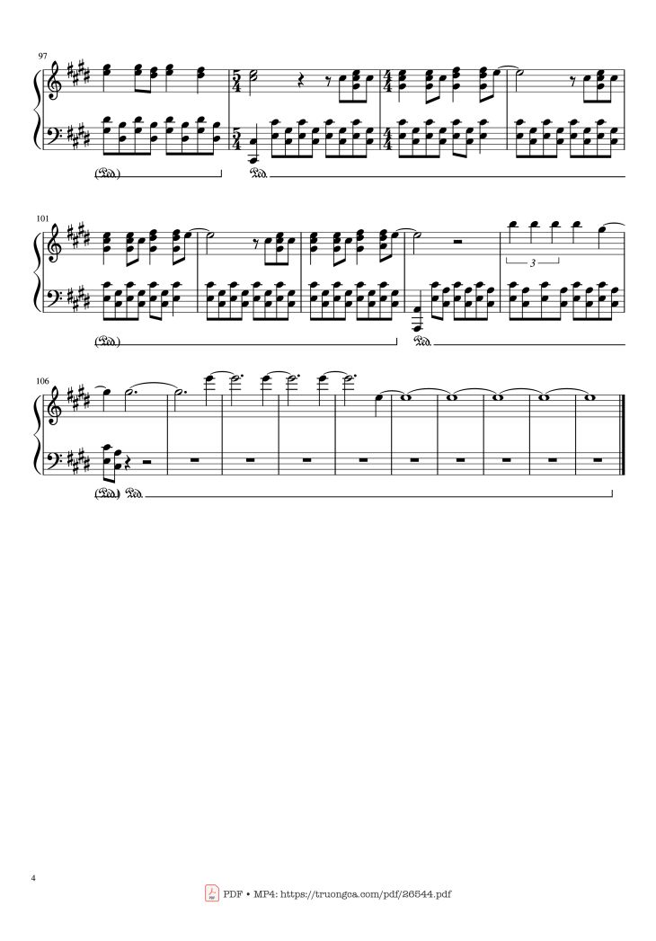 Page 4 of the piano sheet music PDF Piano – Runaway Piano by Ramin Djawadi